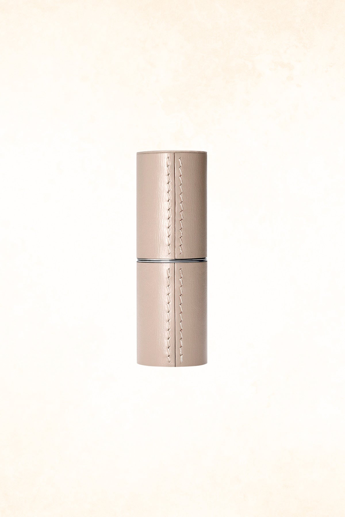 Refillable Beige Fine Leather Lipstick Case