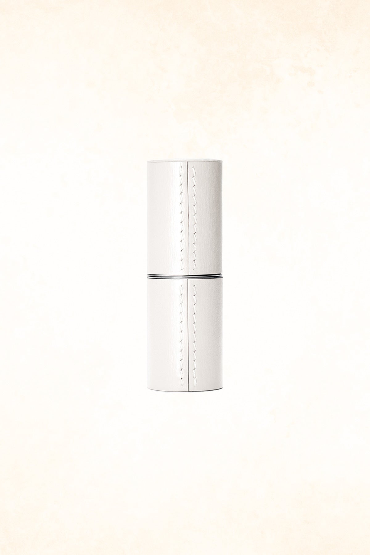 Refillable White Fine Leather Lipstick Case