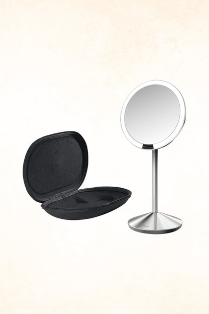 Simplehuman – 12cm sensor mirror - 10 x Magnification - Rechargeable - Travel Case - Brushed